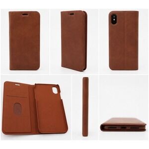 Hama iPhone 10 10S Wallet Case Folio Card Holder Cognac Brown Faux Leather 33-26